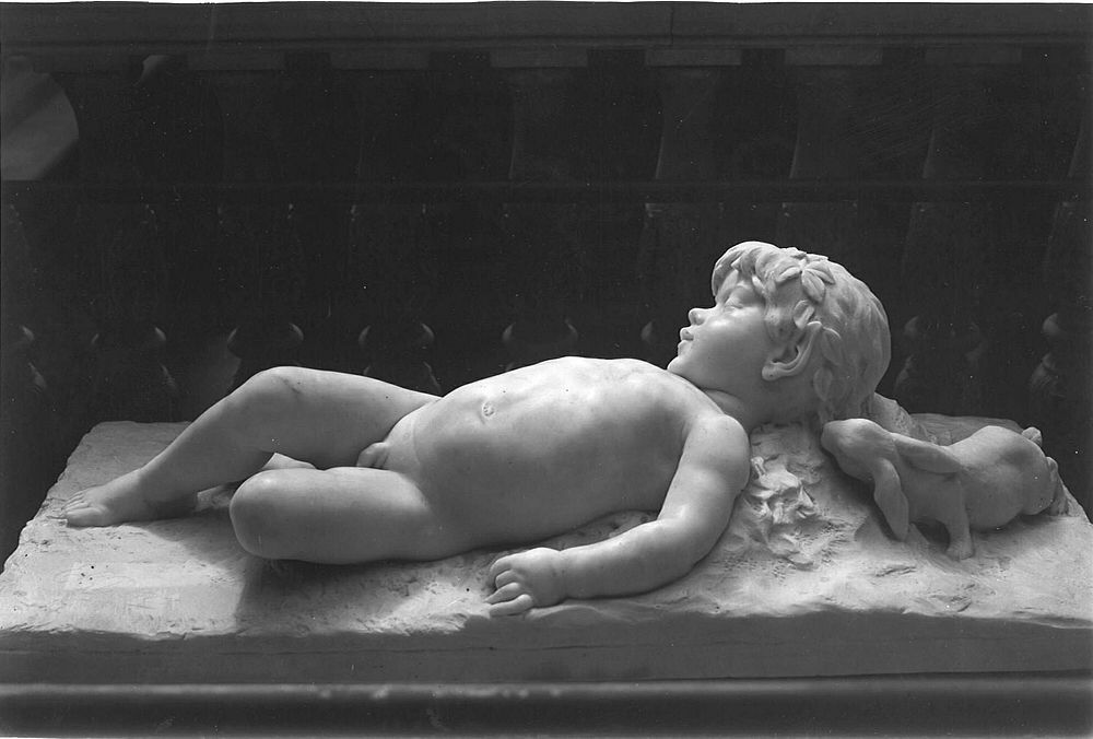 Sleeping Infant Faun Visited by an Inquisitive Rabbit by Edward Clark Potter (Sculptor)