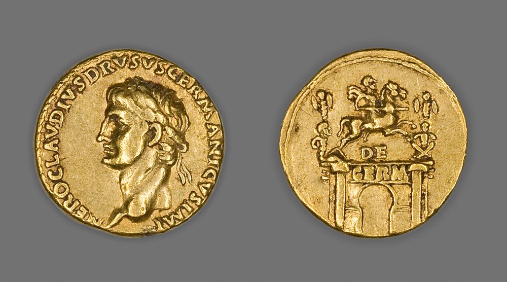 Aureus (Coin) Portraying Nero Claudius Drusus by Ancient Roman