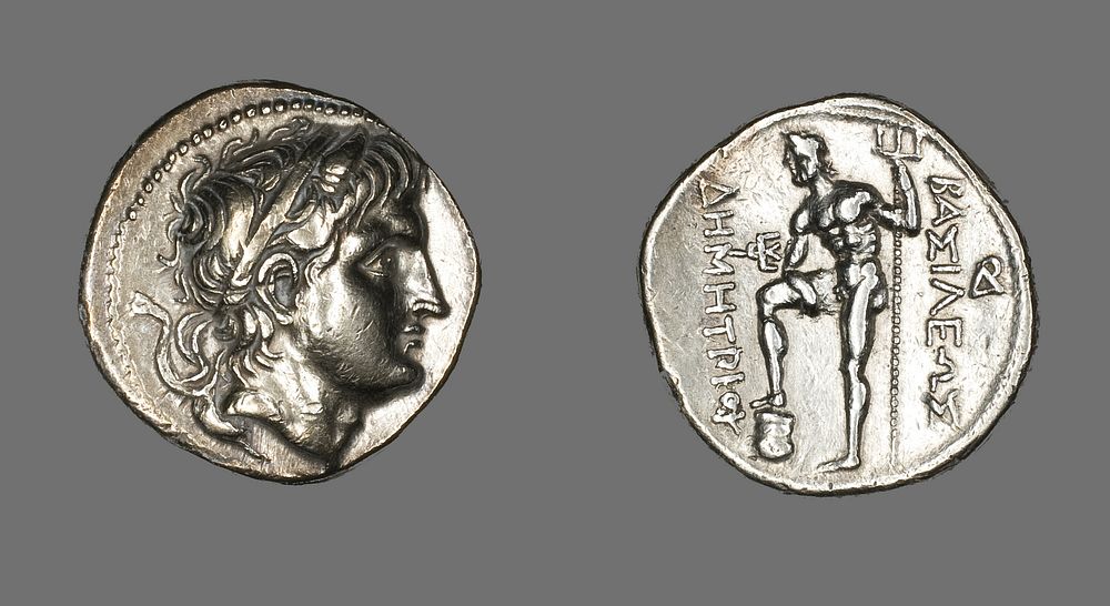 Tetradrachm (Coin) Portraying Demetrios I of Macedonia by Ancient Greek