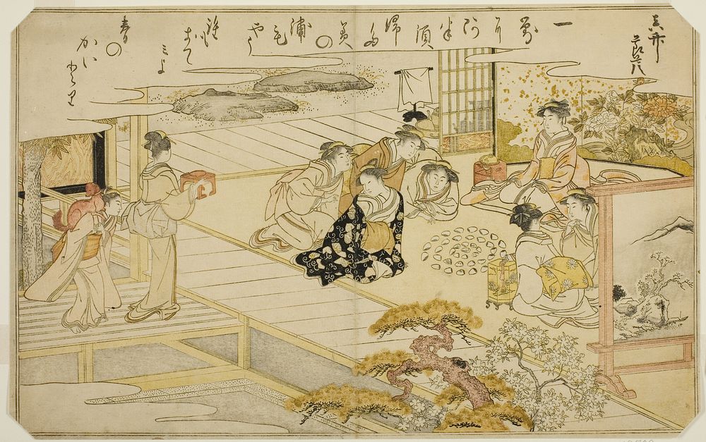 Shell-Matching Game, from the illustrated book "Gifts from the Ebb Tide (Shiohi no tsuto)" by Kitagawa Utamaro