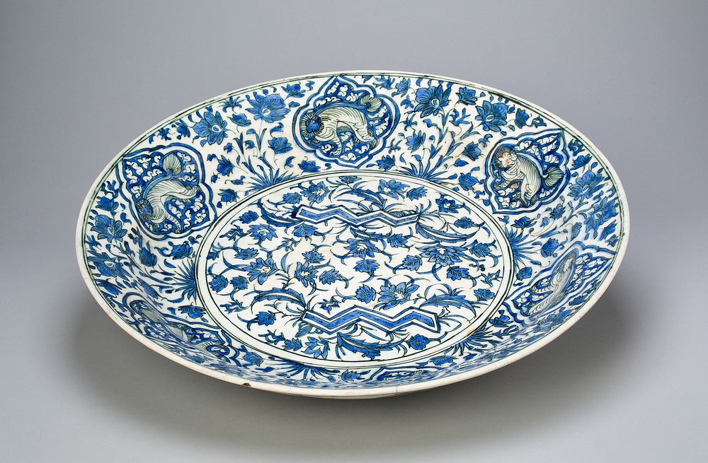 Blue and White Dish by Islamic