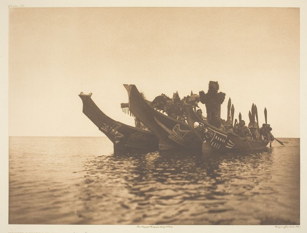 Masked Dancers in Canoes-Qagyuhl A by Edward S. Curtis