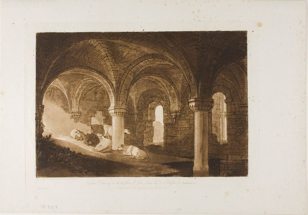 Crypt of Kirkstall Abbey, plate 39 from Liber Studiorum by Joseph Mallord William Turner
