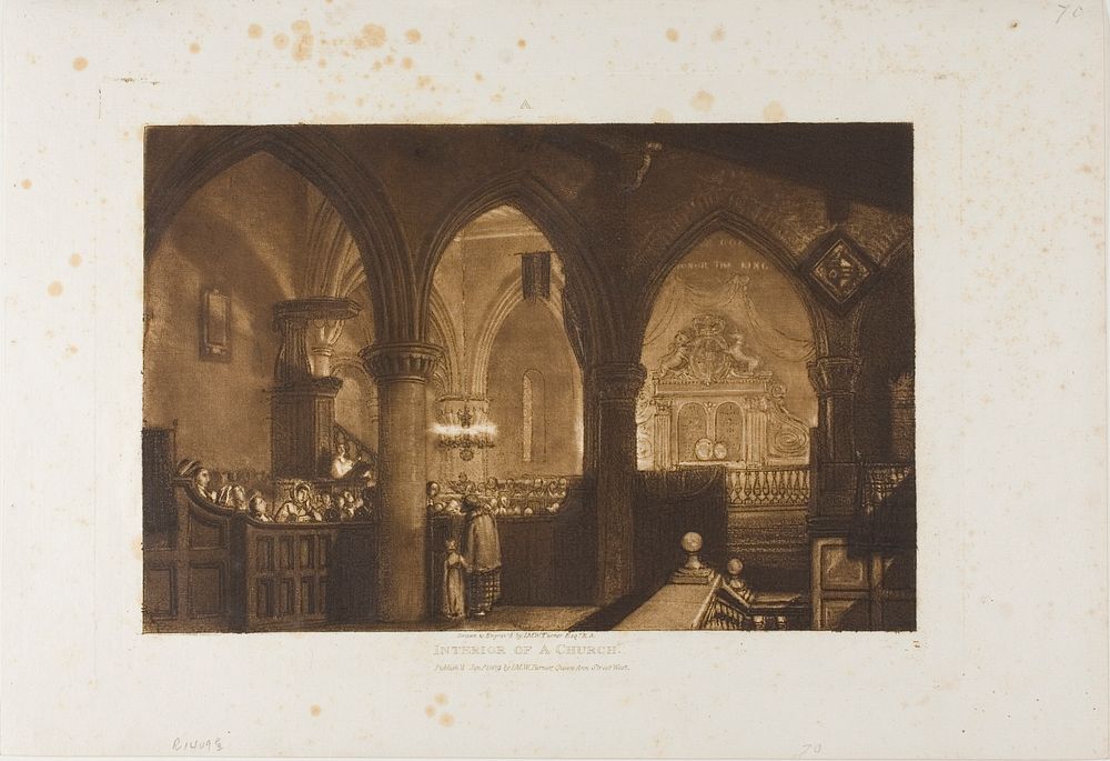 Interior of a Church, plate 70 from Liber Studiorum by Joseph Mallord William Turner