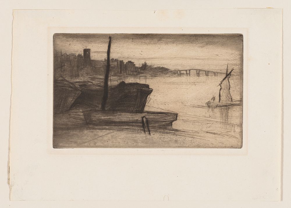 Chelsea Bridge and Church by James McNeill Whistler