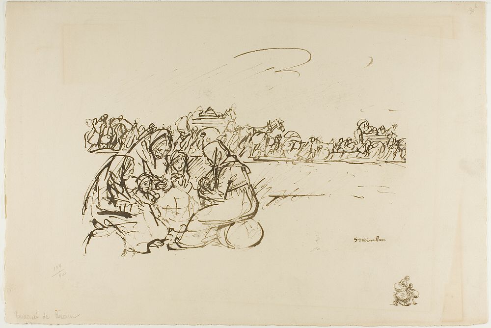 Evacuees from Verdun, plate thirty from Actualités by Théophile-Alexandre Pierre Steinlen