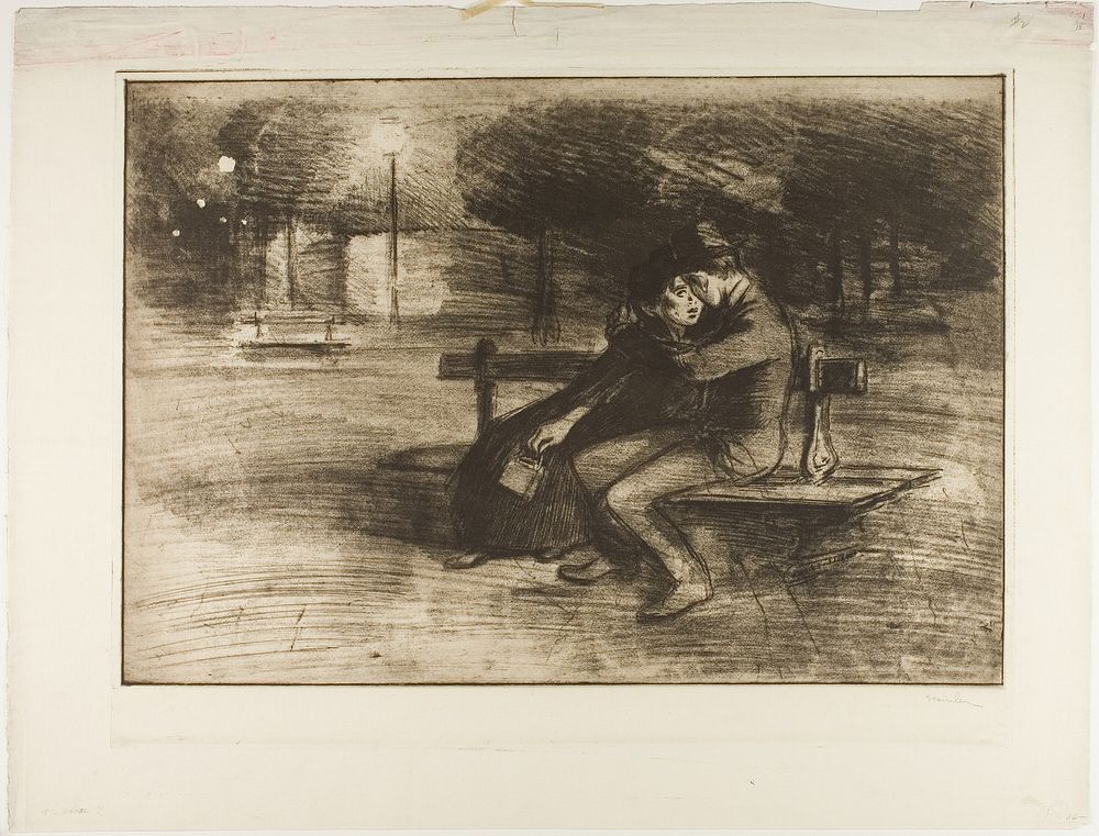 Lovers on a Bench by Théophile-Alexandre Pierre Steinlen