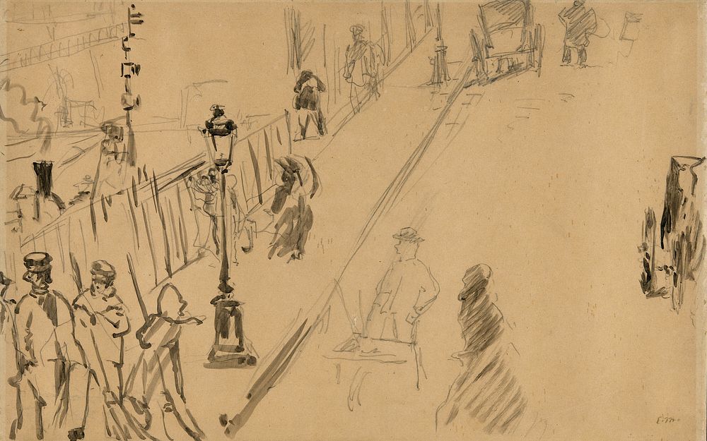 The rue Mosnier with Gas Lamp by Édouard Manet