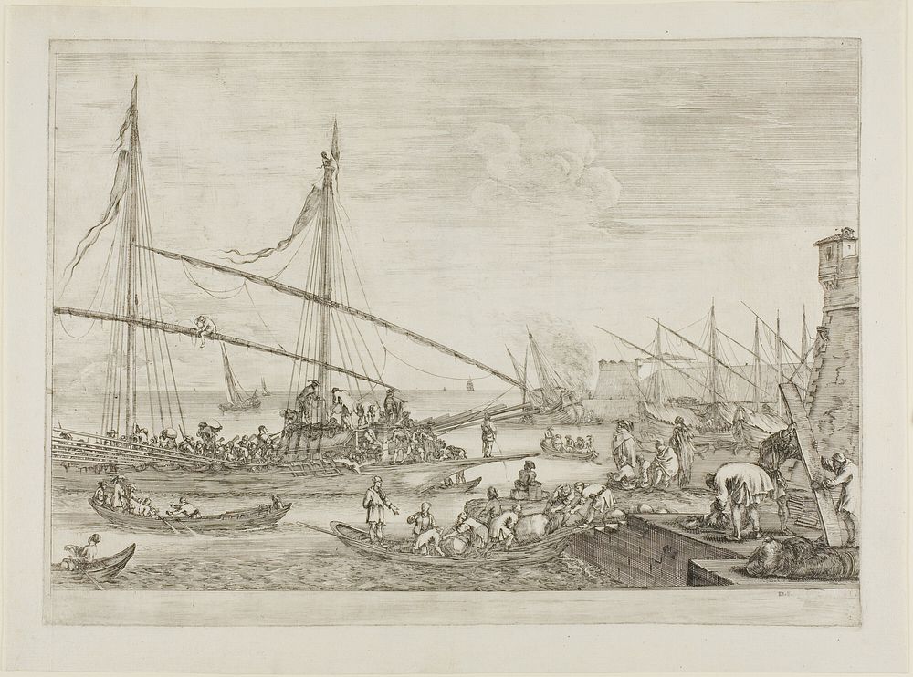 View of Fortifications, from Views of the Port of Livorno by Stefano della Bella