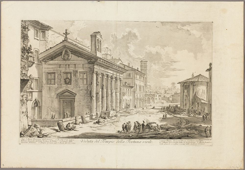 View of the Temple of Fortuna Virilis. Now the Armenian church of S. Maria Egizziaca, from Views of Rome by Giovanni…