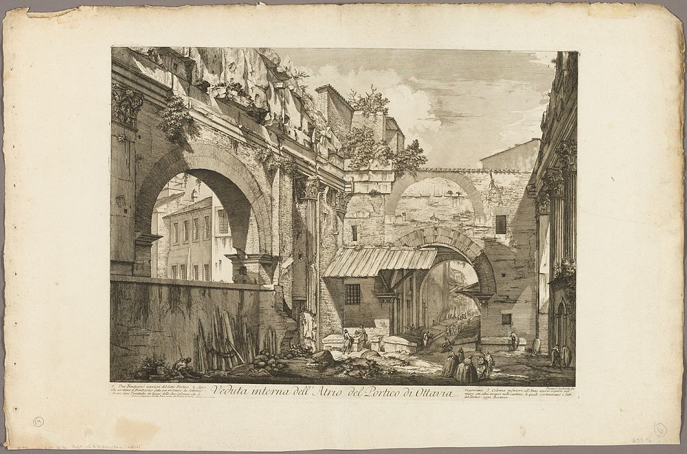 Internal view of the Atrium of the Portico of Octavia, from Views of Rome by Giovanni Battista Piranesi