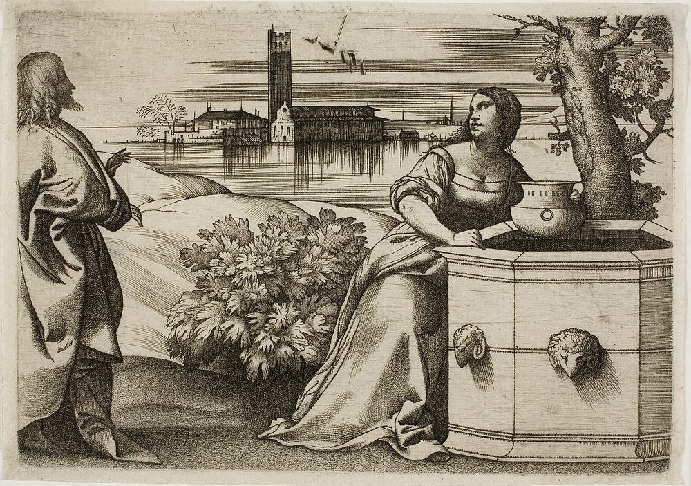 Christ and the Samaritan Woman by Giulio Campagnola