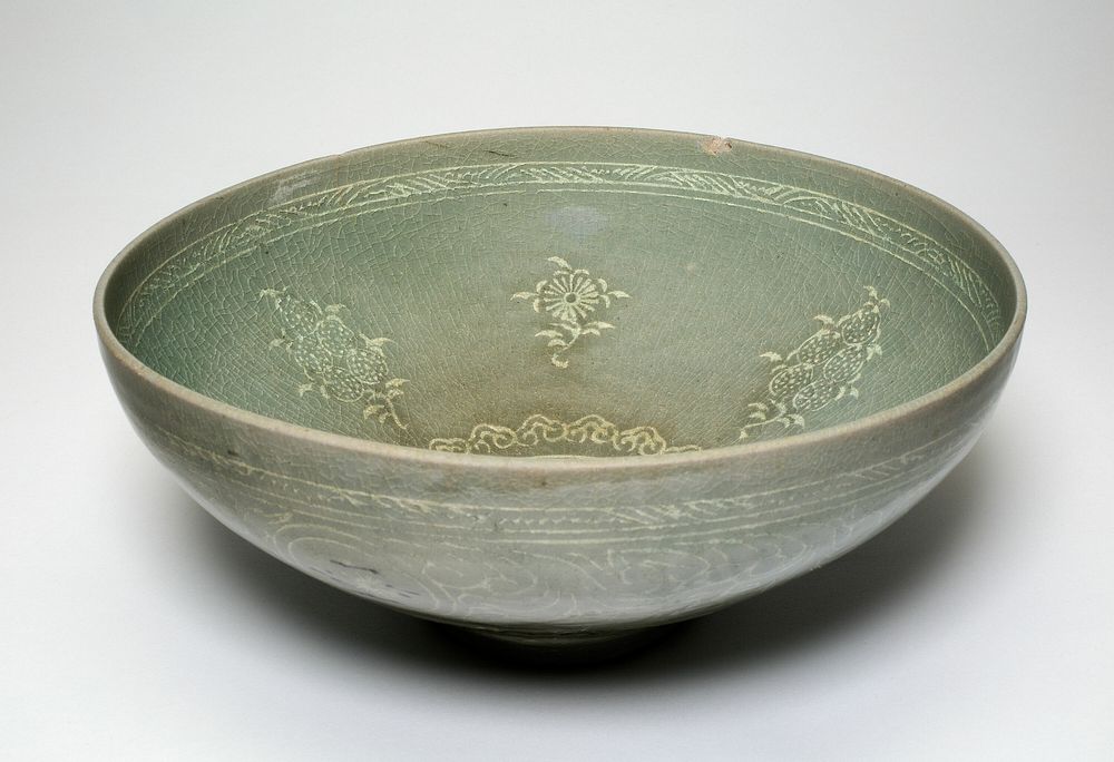 Bowl with Pomegranate Branches and Chrysanthemums