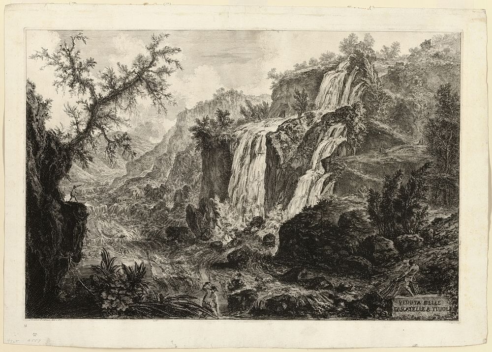 View of the Small Waterfall and Rapids, Tivoli, from Views of Rome by Giovanni Battista Piranesi
