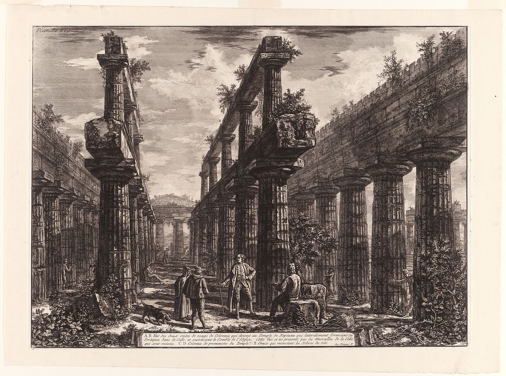 View of the Remains of the Two Rows of Columns in the Temple of Neptune which [originally] formed the colonnades along the…