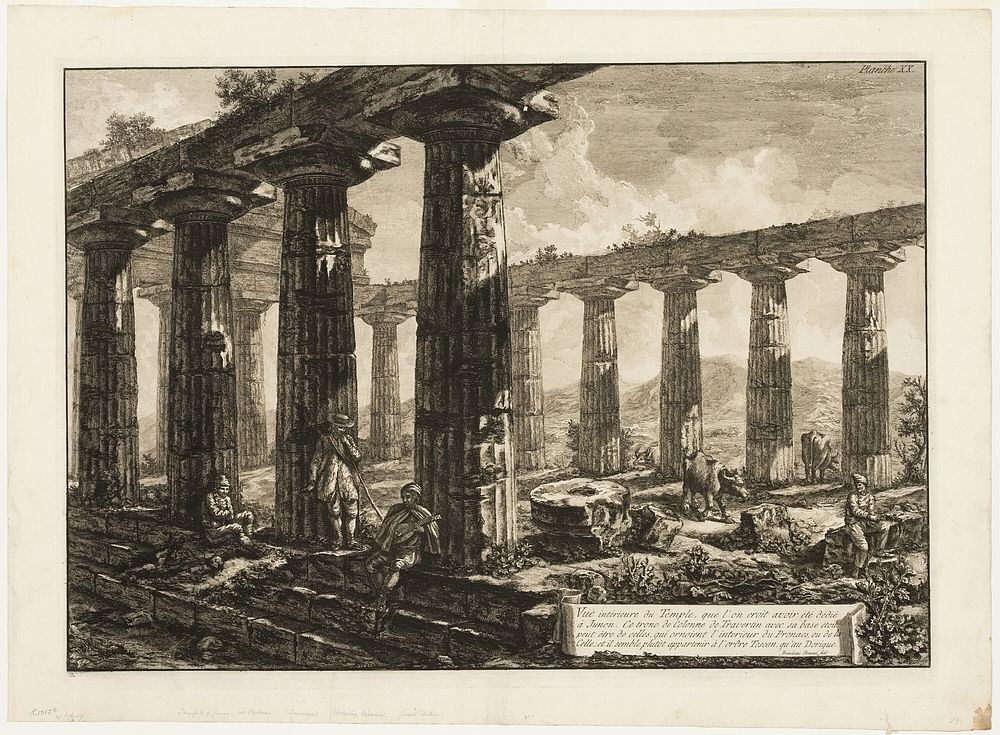 Interior View of the Temple Which is Believed to Have Been Dedicated to Juno, from Different views of Paestum by Giovanni…