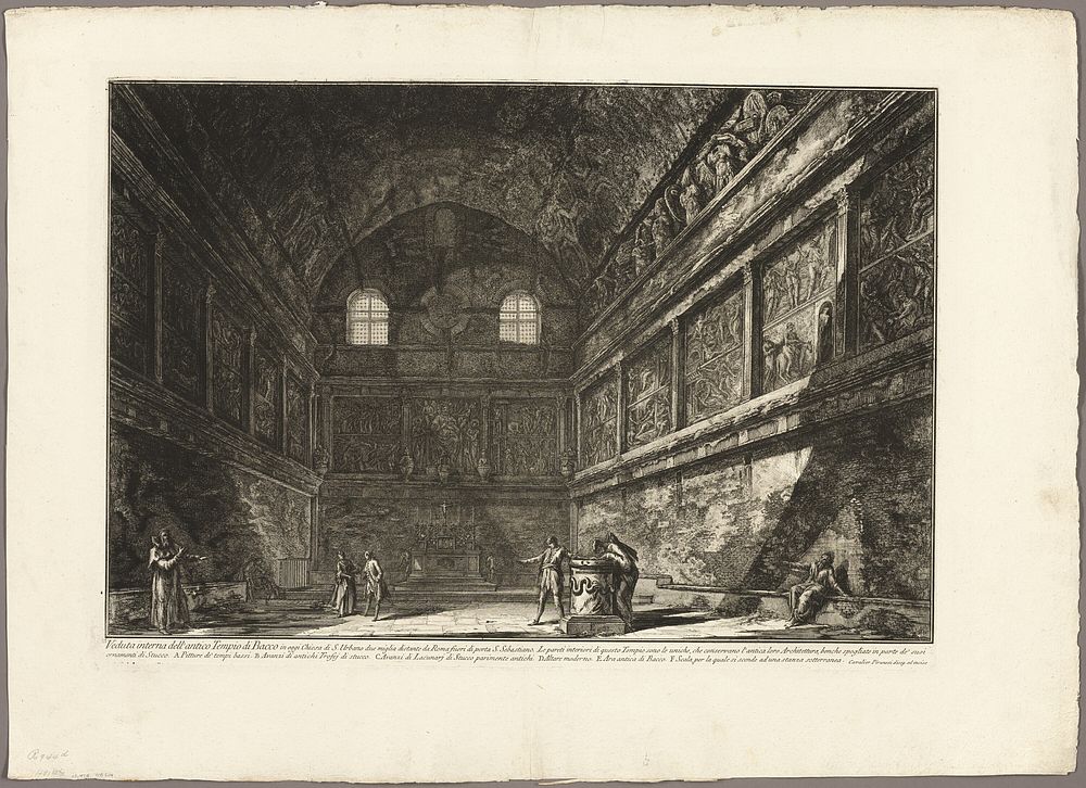 Interior view of the ancient Temple of Bacchus, now the church of S. Urbano, two miles from Rome, from Views of Rome by…