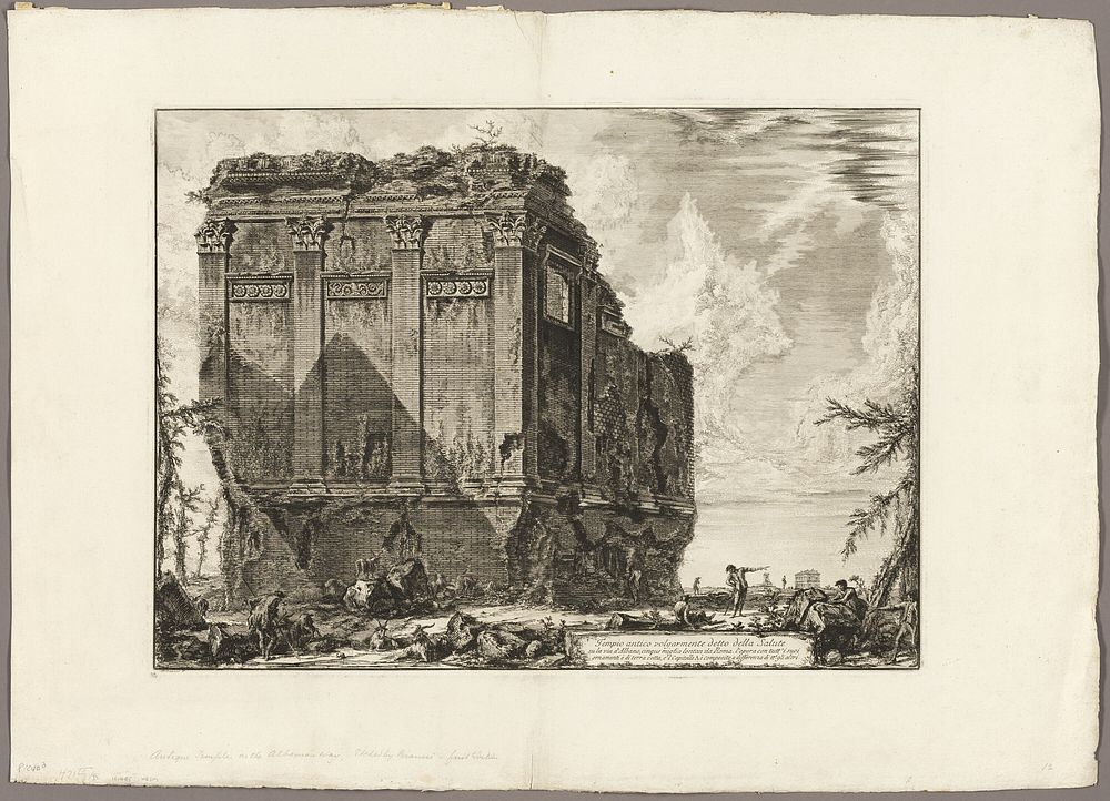 Ancient temple commonly called the Temple of Health on the Via d'Albano five miles outside Rome, from Views of Rome by…