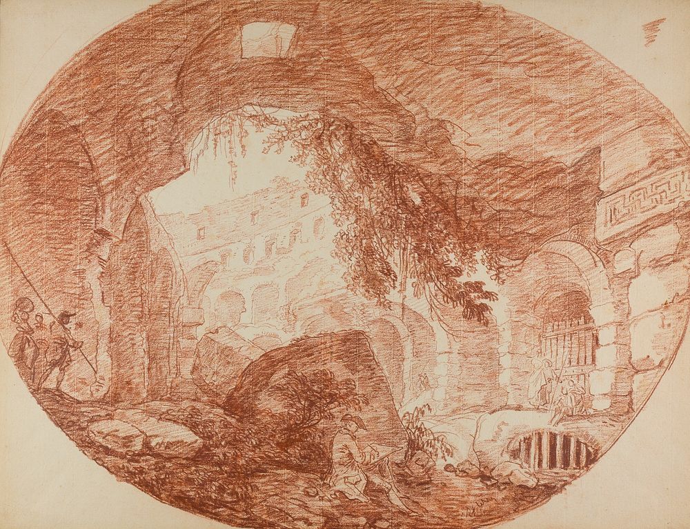An Artist Seated in the Ruins of the Colosseum by Hubert Robert