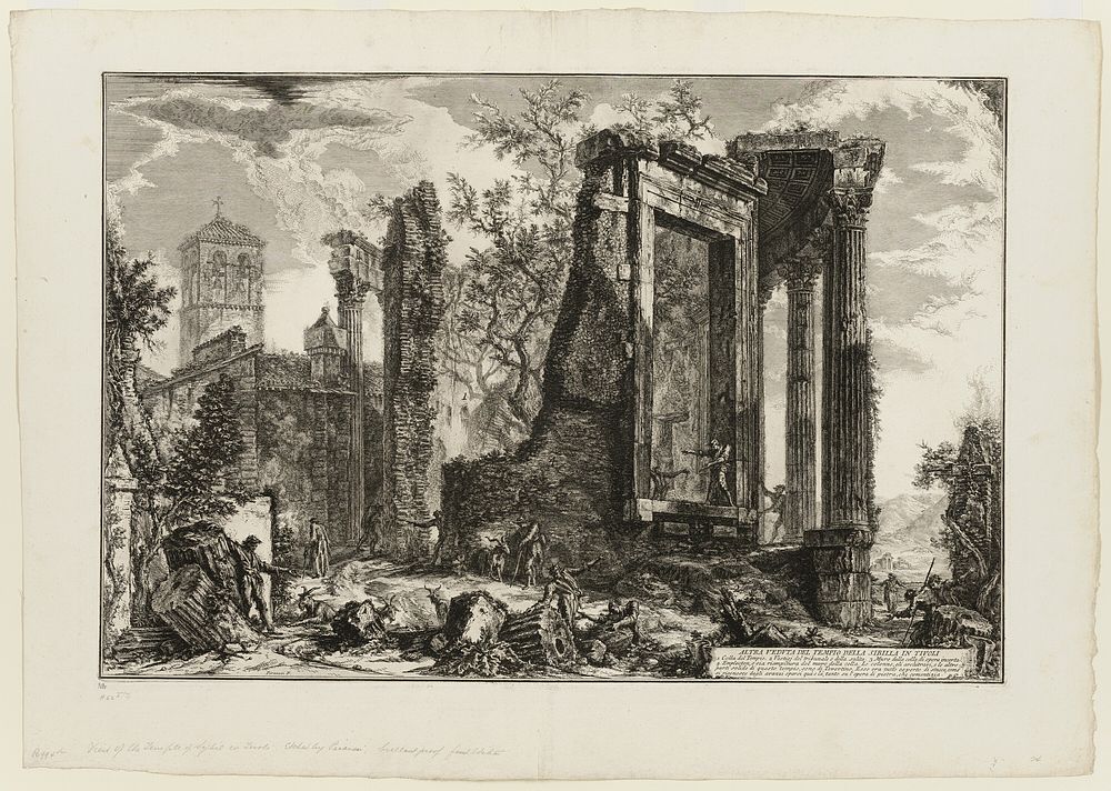 Another view of the Temple of the Sibyl at Tivoli, from Views of Rome by Giovanni Battista Piranesi