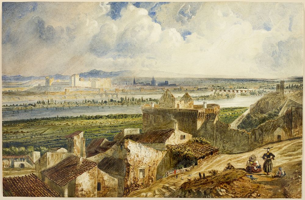 View of Avignon (from Villeneuve les Avignon) by Paul Huet