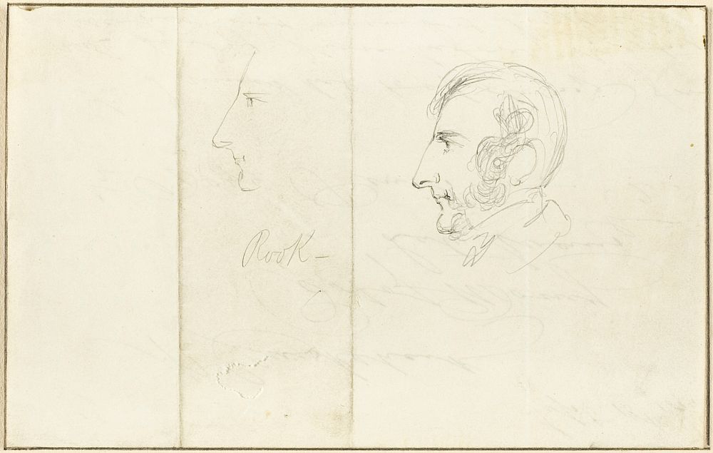 Two Self-Portraits in Profile by George Cruikshank
