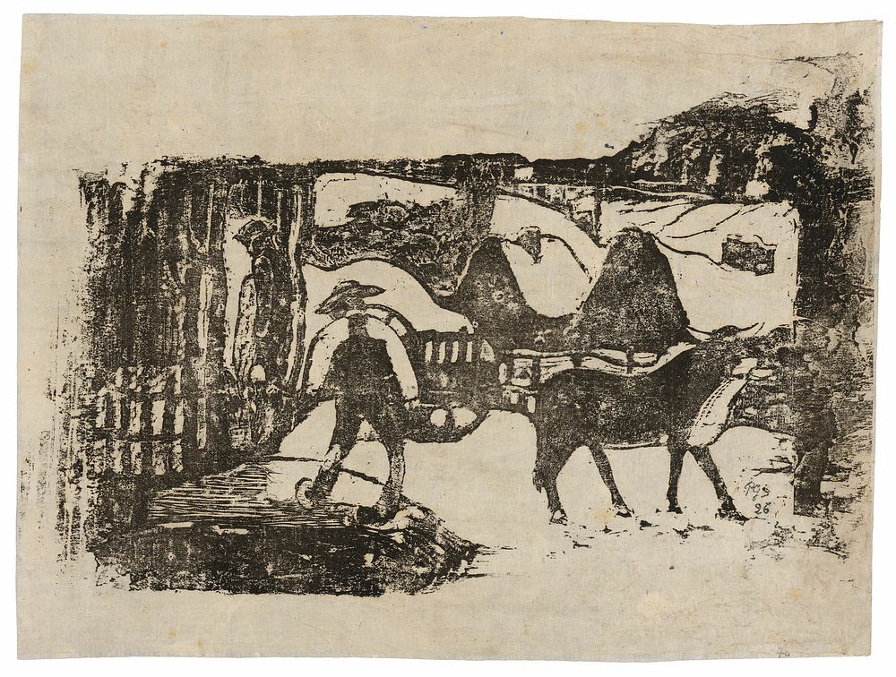 The Ox Cart, from the Suite of Late Wood-Block Prints by Paul Gauguin