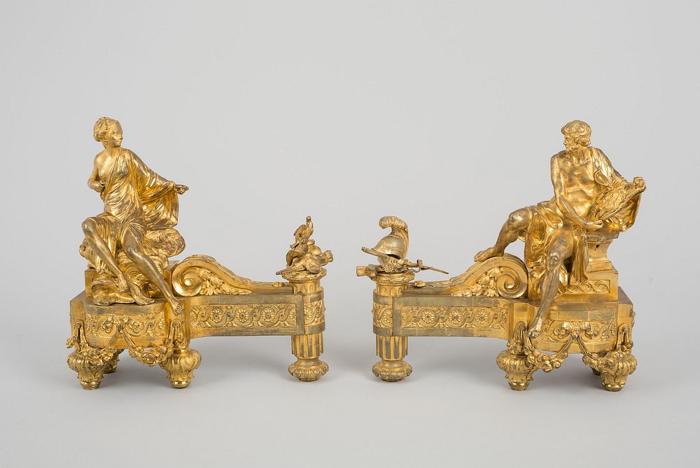 Pair of Firedogs Representing Venus and Mars by Quentin-Claude Pitoin (Designer)