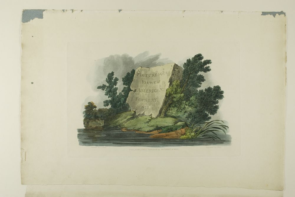 Title Page , Vignette, and plate one of the first number of Picturesque Views of American Scenery by John Hill