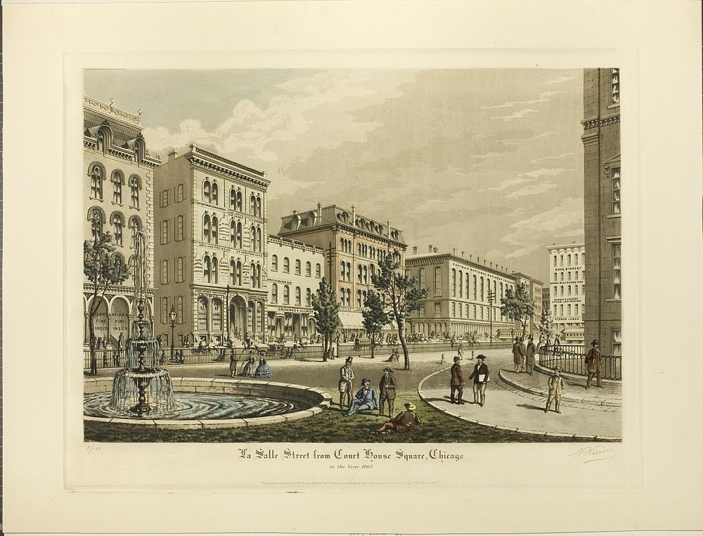 La Salle Street from Court House Square, Chicago, in the Year 1865 by Raoul Varin