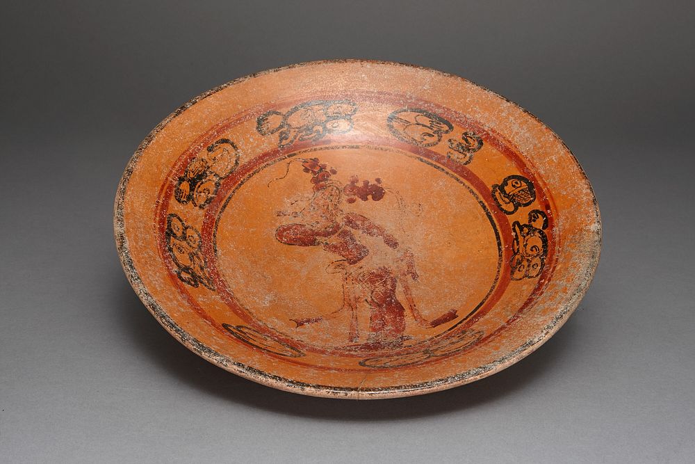 Plate Depicting a Dancing Figure by Maya