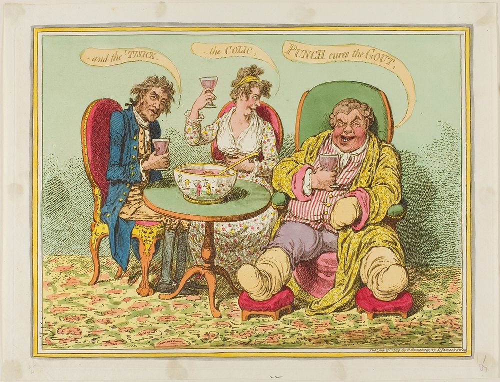 Punch Cures the Gout, the Colic, and the 'Tisick by James Gillray