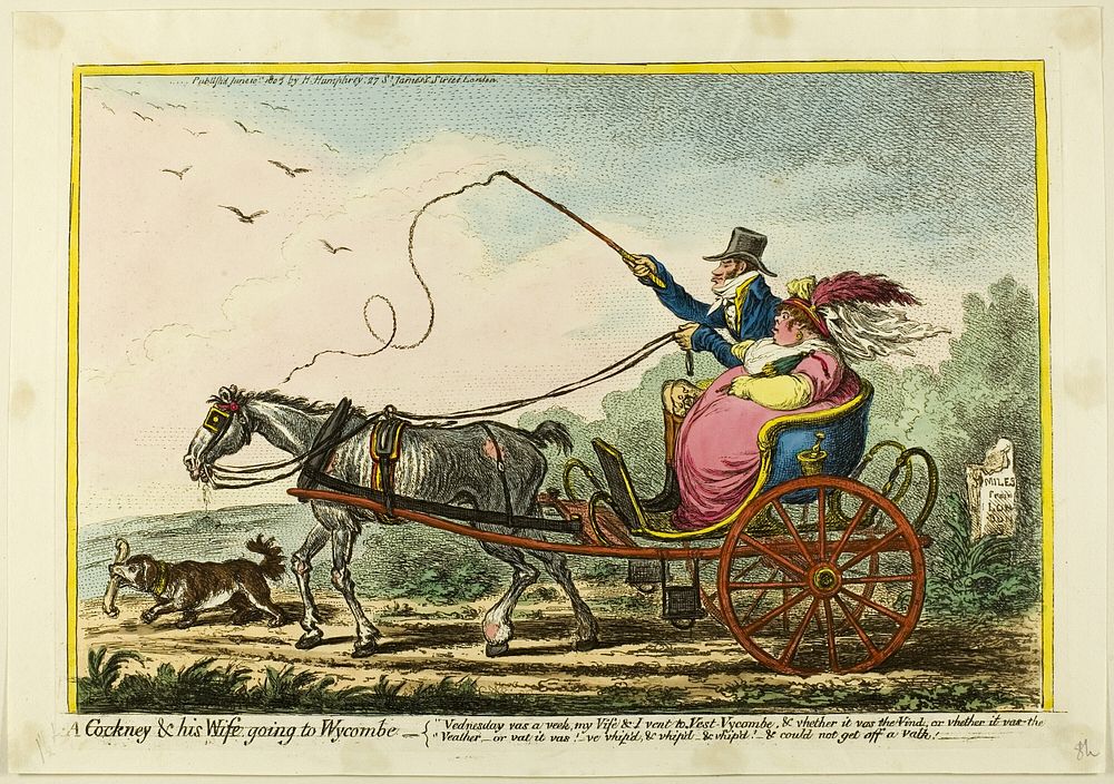 Cockney and His Wife Going to Wycombe by James Gillray