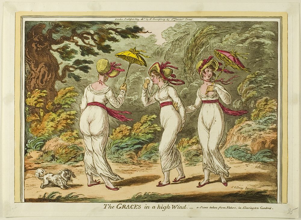 The Graces in a High Wind by James Gillray