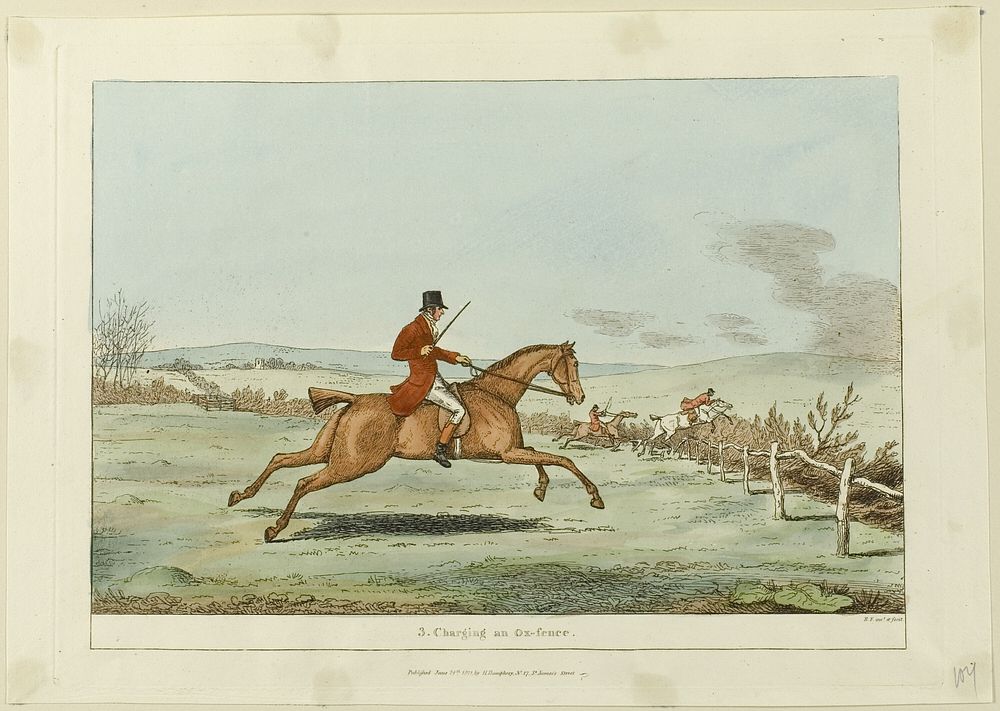 Charging an Ox-fence, plate three from Indispensable Accomplishments by Sir Robert Frankland