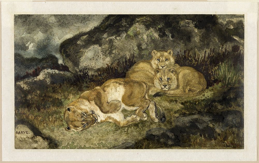 Lioness and Cubs by Antoine Louis Barye
