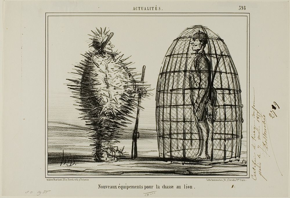 A New Outfit for the Lion's Hunt, plate 395 from Actualités by Honoré-Victorin Daumier