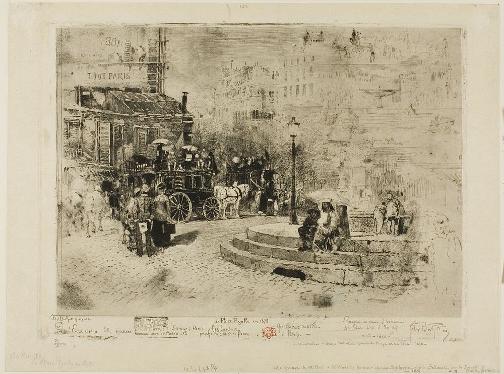 The Place Pigalle in 1878 by Félix Hilaire Buhot