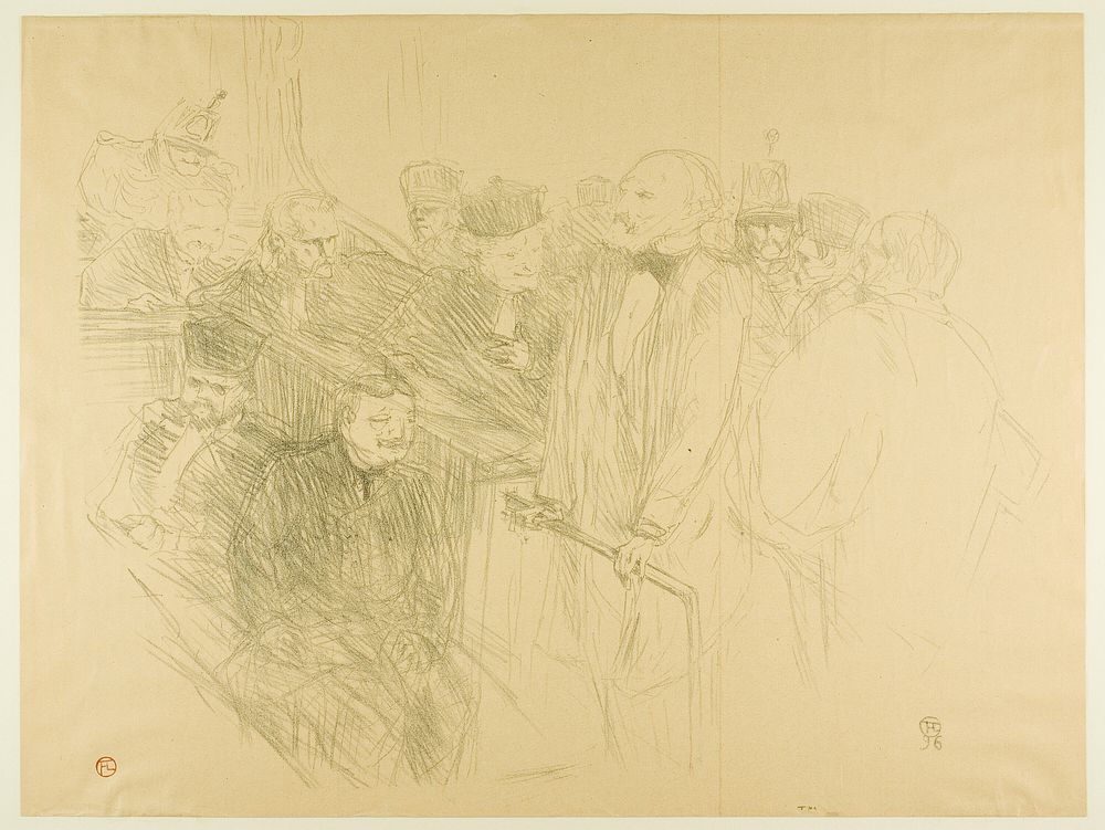 The Arton Trial, Ribot Giving Evidence (second plate) by Henri de Toulouse-Lautrec