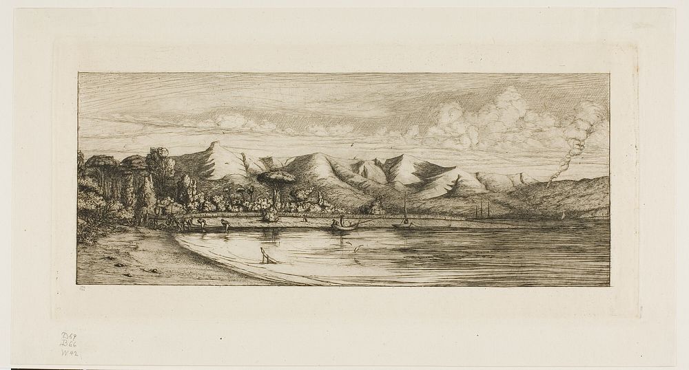 Seine Fishing off Collier's Point, Akaroa, Banks' Peninsula, 1845 by Charles Meryon
