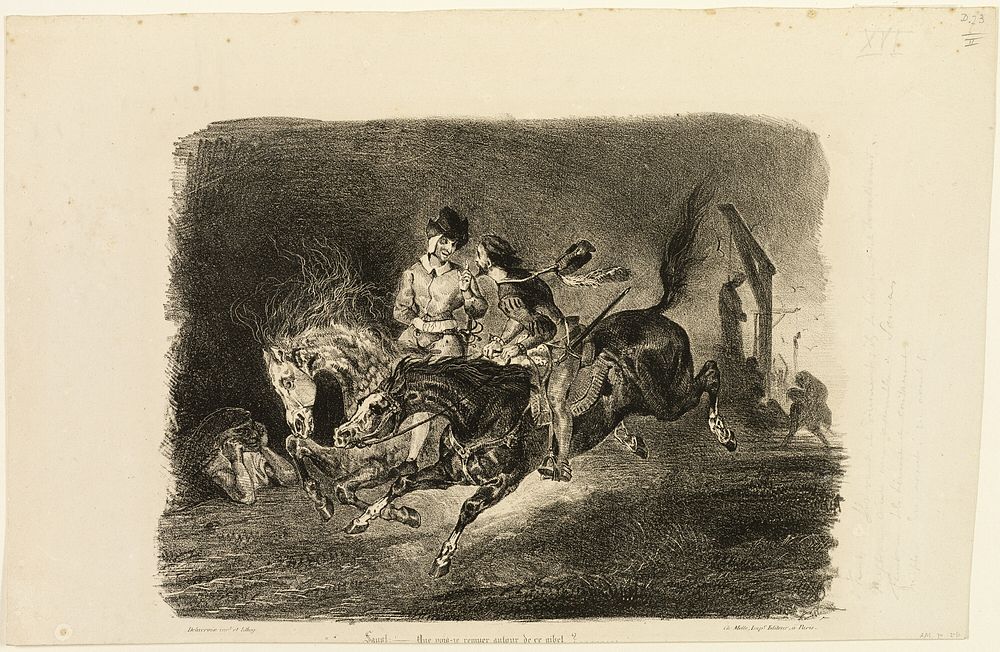 Faust and Mephistopheles Galloping Through the Night of the Witches' Sabbath by Eugène Delacroix