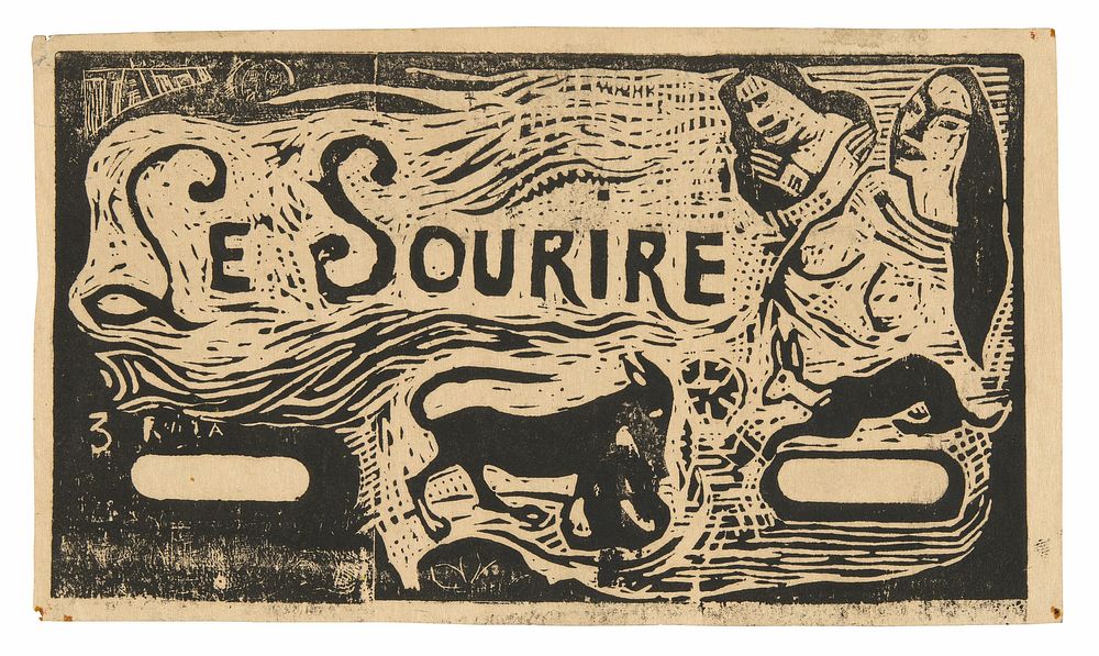Fox, Busts of Two Women, and a Rabbit, headpiece for Le sourire by Paul Gauguin