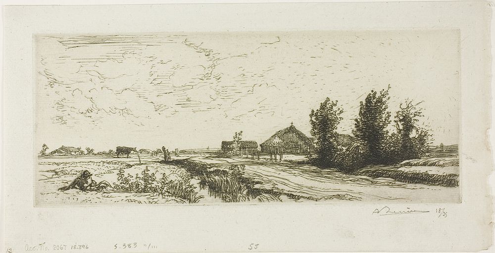 The Small Cowherd by Louis Auguste Lepère