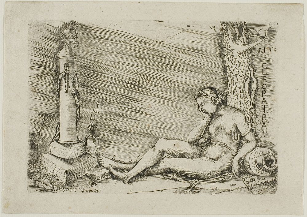 Cleopatra Lying at the Foot of a Tree, with a Term by Master of 1515