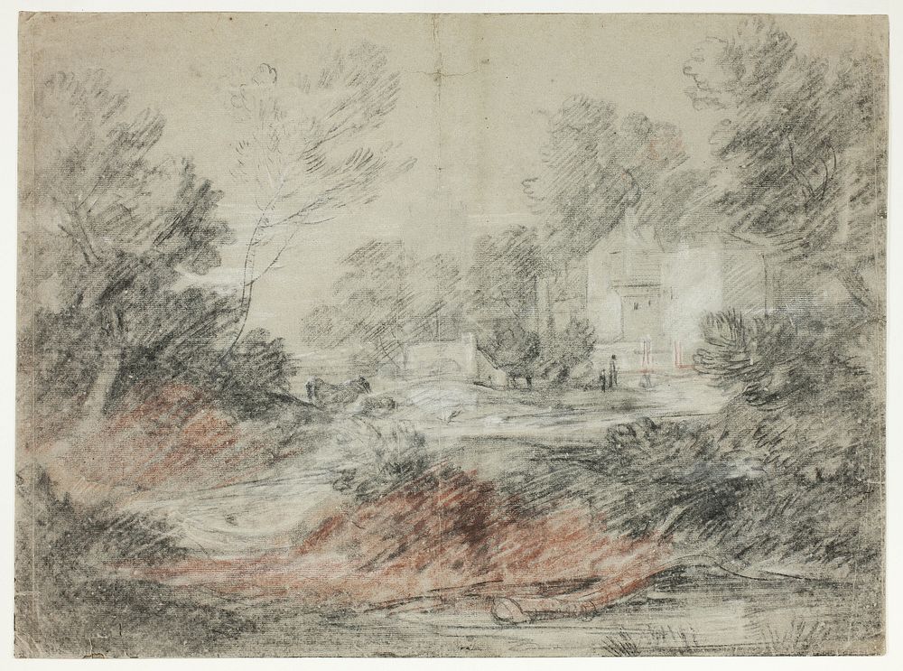 Landscape with Buildings by a Stream by Thomas Gainsborough