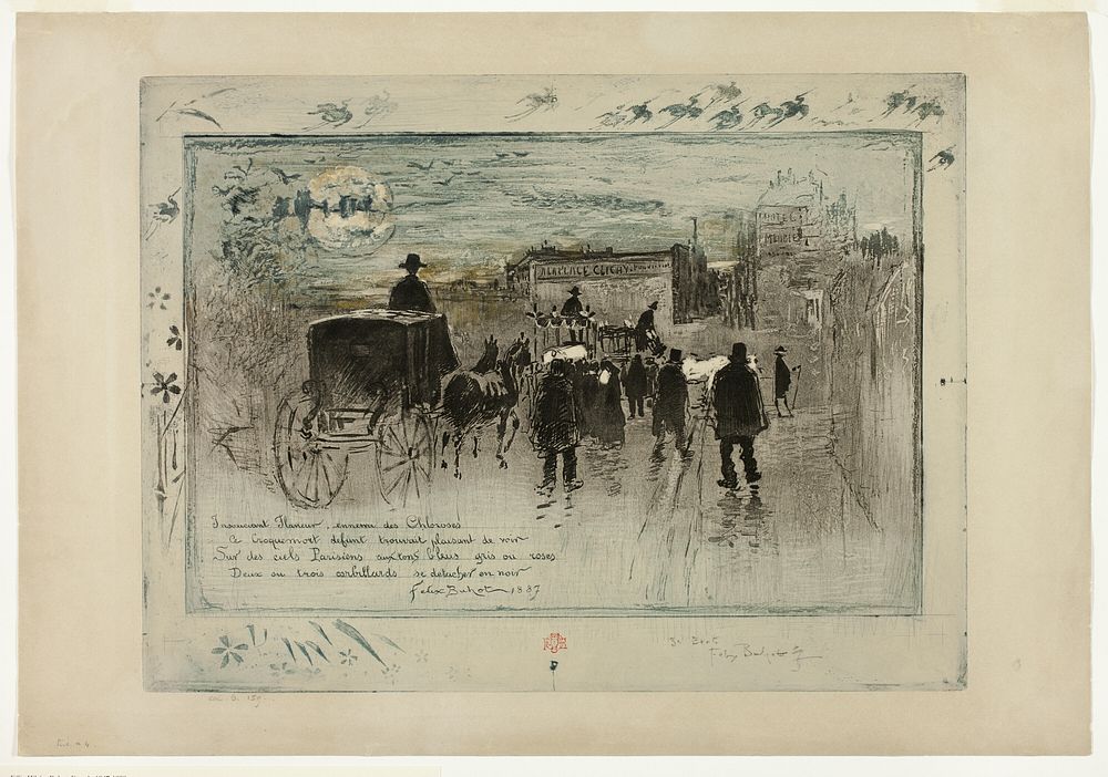 Funeral Procession on the Boulevard Clichy by Félix Hilaire Buhot
