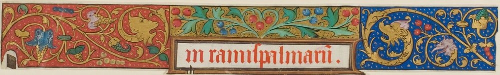 Illuminated Border with Grotesques, Grapes and Berries from a Manuscript