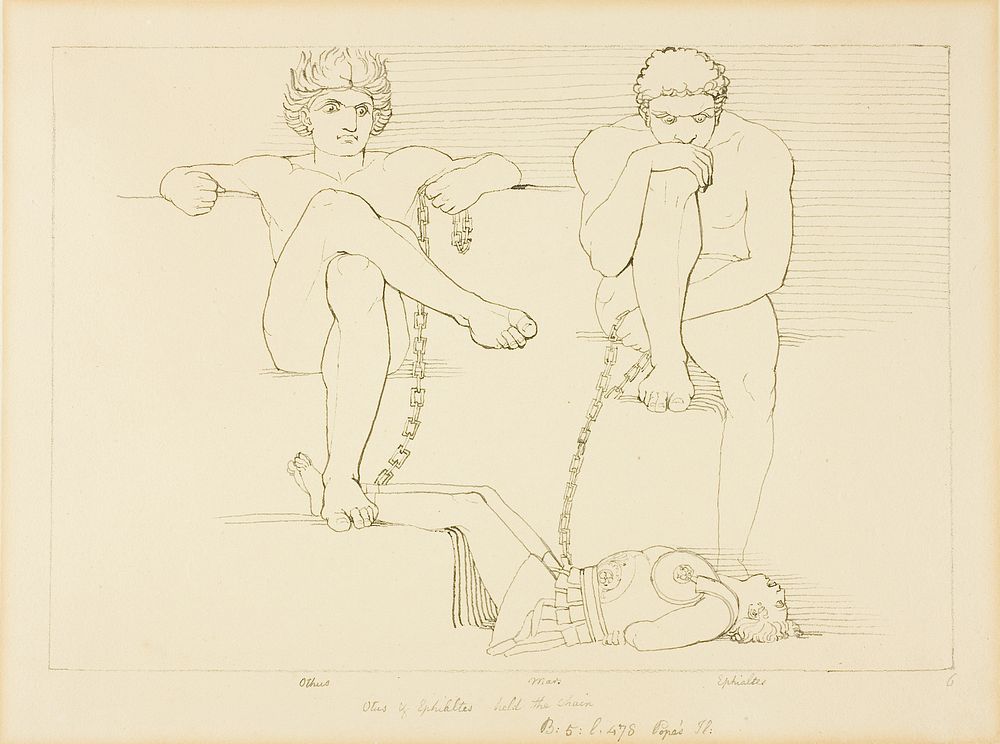 Othus and Ephialtes Holding Ares Captive by John Flaxman