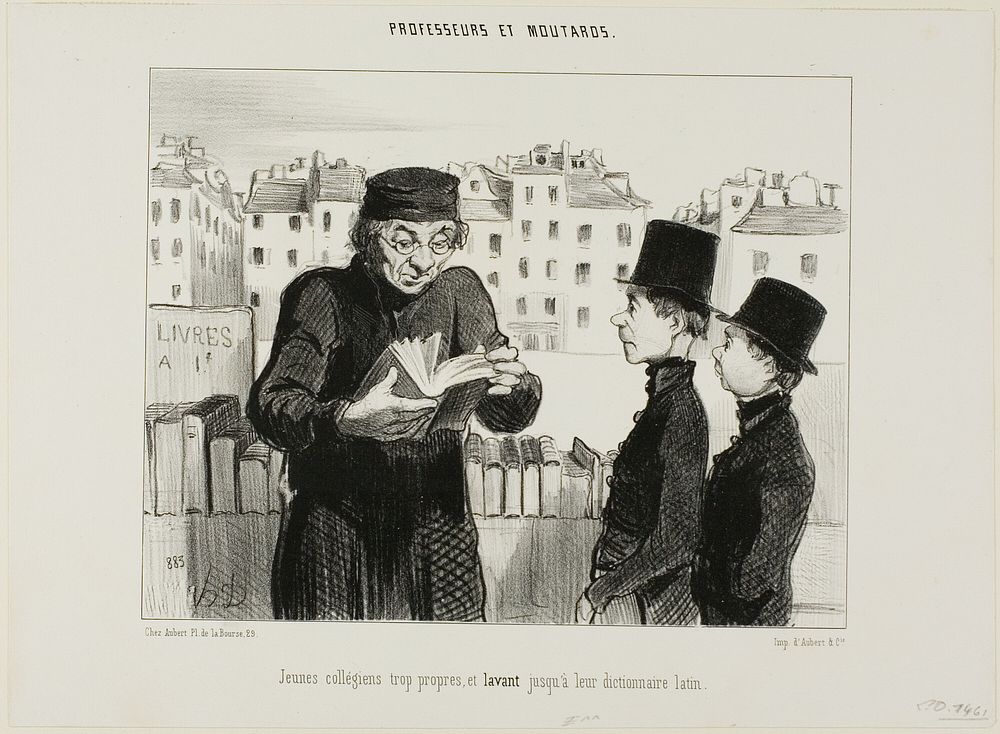 Clean Young High School Students, They Even Try Selling Off their Latin Dictionary, plate 24 from Professeurs et Moutards…