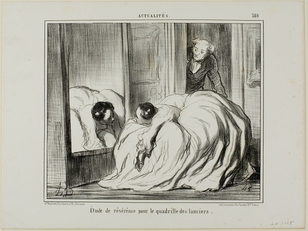 Study of Reverence for the Quadrille of the Lancers, plate 380 from Actualités by Honoré-Victorin Daumier